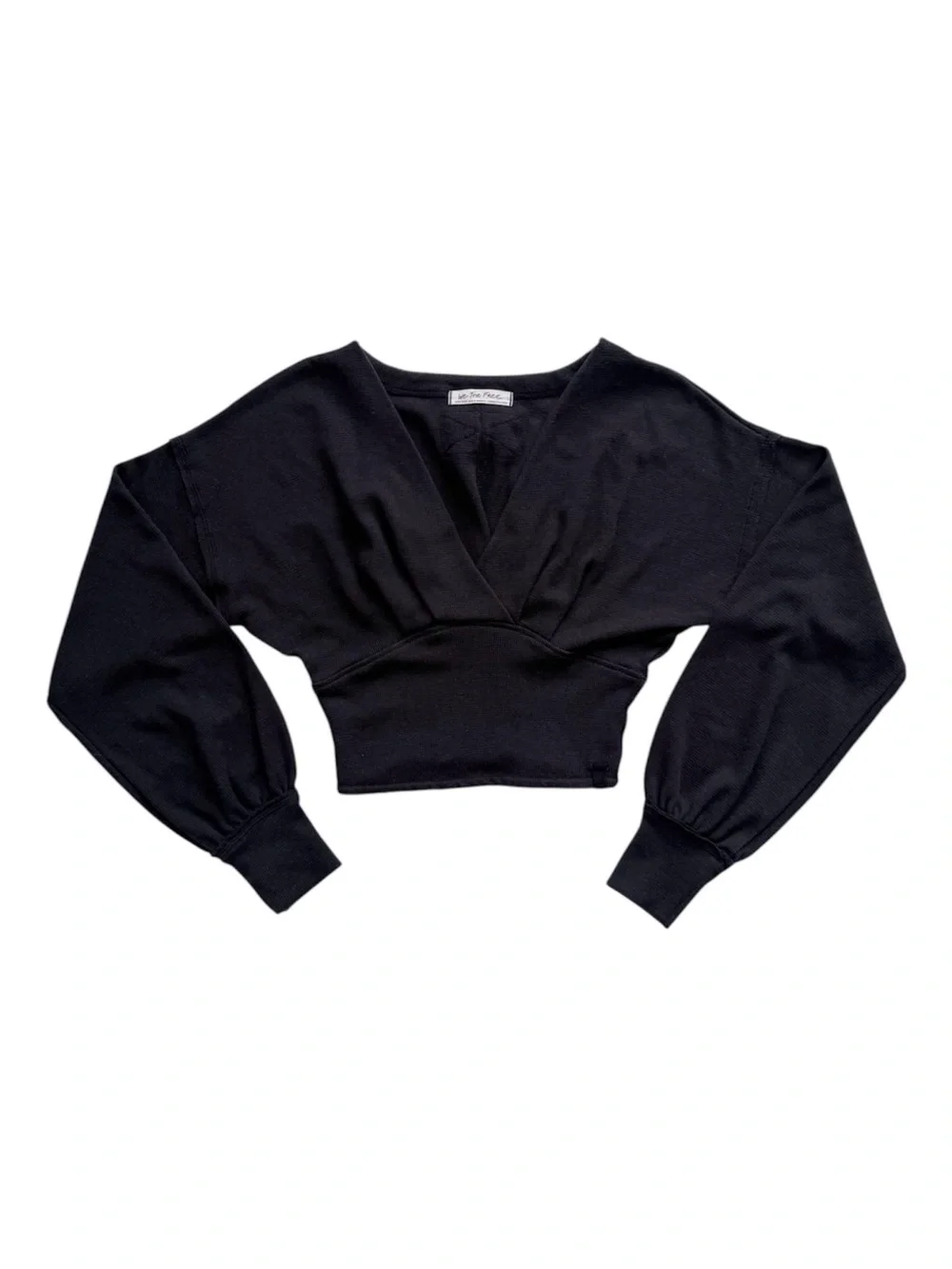 Free People Black We The Free All Nighter Thermal Cropped Top Size XS